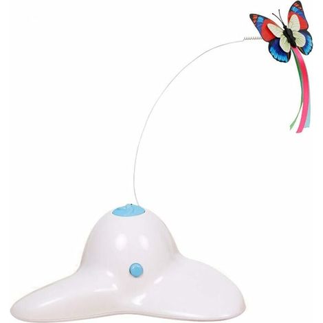 Jouet Interactif D'Intérieur pour Chat avec Papillon Rotatif à 360°(Blanc) (1/5)
