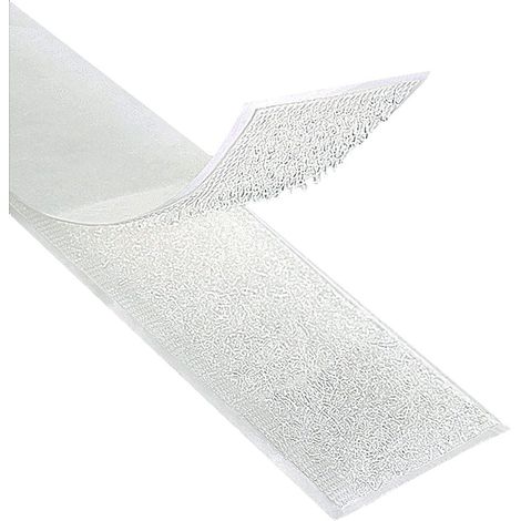 Ruban autocollant adhésif à crochets et boucles Bande scratch adhésive Couleur, longueur, largeur au choix/blanc, 20 mm x 8 m (1/4)