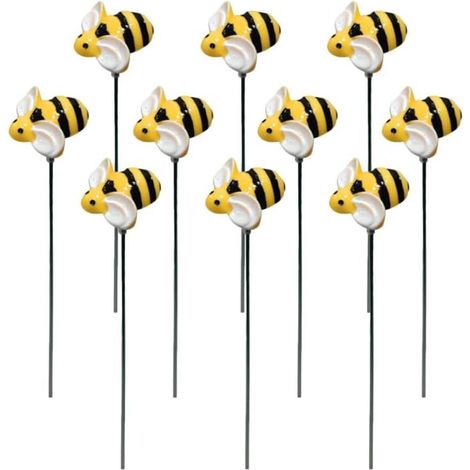 10 Pièces Piquets De Jardin D'abeilles Décor Ornements d'art De Cour Printemps Été Résine Bourdons Piquets De Jardin Avant Cour Art Pics Floraux pour Allée Patio