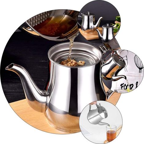Lubrificateur en acier inoxydable avec filtre à huile, distributeur d'huile d'olive avec couvercle anti-poussière (1/5)