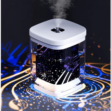 Humidificateur d'air portable USB, lampe projecteur d'étoiles, pour la maison, le bureau, le salon et la chambre, 1000 ml, blanc (1/5)