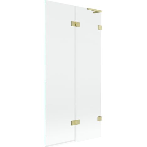 Mexen Lunar L Badewannenfaltwand 2-flügelig rechts 90 x 150 cm, transparent, gold gebürstet - 897L-090-100-55-00-P (1/5)