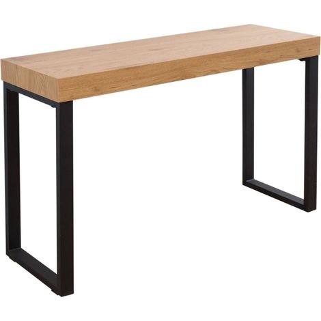 Escritorio recto ZENTOR 120 cm efecto madera clara y metal negro – Tablero grueso estilo industrial (1/5)