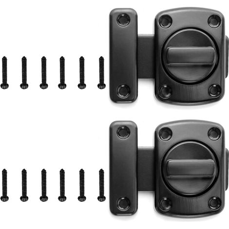 Lot de 2 verrous et loquets pour toutes les portes : salle de bain, chambre, placard, armoire, fenêtre, grange, garage, barrière pour animaux, trappe de grenier, jardin, bureau, cuisine, hôtel, porte