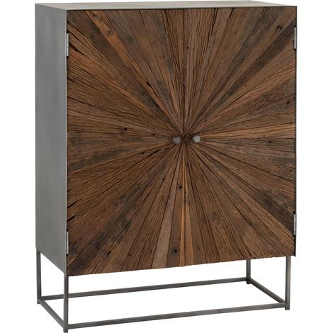 Buffet 2 portes 85x42x110 cm en bois et métal - SHANIL (1/5)