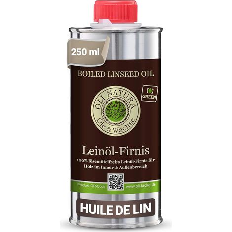 OLI-NATURA Vernis à l’huile de lin, protection du bois biologique, certifié contact alimentaire, 0.25L, incolore - naturel (1/5)