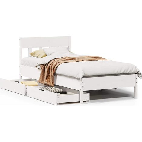 Maison Exclusive - Letto senza Materasso Bianco 75x190 in Legno Massello di Pino