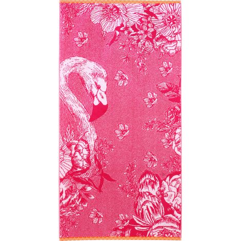 Drap de plage éponge 75x150cm FLAMINGO rose (1/5)