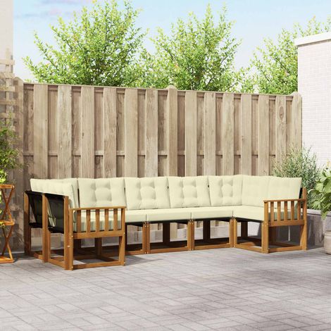Outdoor-Sofagarnitur mit Kissen 7 pcs Natur und Creme
