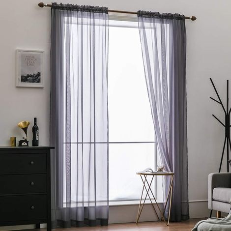 Voilage transparent uni, tringles à rideaux, écharpe décorative légère et transparente pour salon et chambre. (1/5)