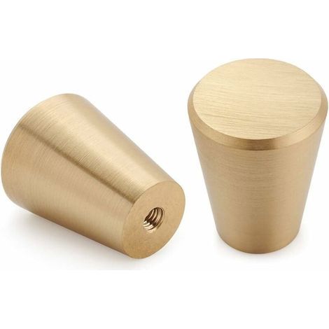 Tiradores de latón cepillado para muebles, tiradores dorados para cajones de cómoda, para armarios, alacenas, baño y cocina, juego de 10 (cono) (1/5)