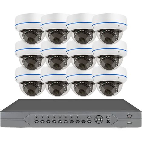 Filiyano – Kit de caméras de surveillance, 16 canaux, résolution HD 5 MP, NVR 16 canaux 12 caméras 5 MP, disque dur intégré de 4 To