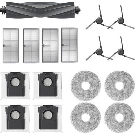 17 Pcs Accessoires pour Dreame X40 Ultra / X40 Ultra Complete/L40 Ultra Robot Aspirateur.1 Brosse Principale, 4 Filtres, 4 Sacs à Poussière, 4 Chiffons de Nettoyage, 4 Brosses Latérales (1/5)