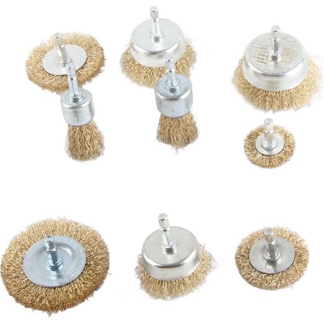 Kit de 9 accessoires pour perceuse : brosse métallique, embout hexagonal 1/4 po, pour le bois et le métal.