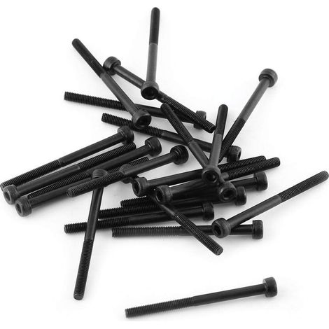 24pcs/pack Kit de Assortiment Vis Boulon, 4-50mm M3 Noirs Cylindrique à Six Pans Vis D'assemblage, Vis Boulon en Acier Au Carbone Allié de Qualité 12,9(M340mm (half tooth)).