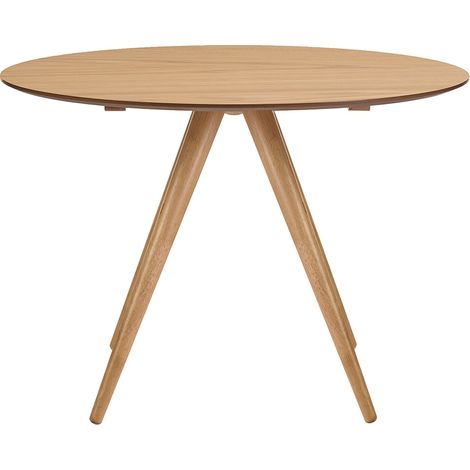Mesa de comedor redonda de diseño en madera clara fresno D106 cm WALFORD (1/5)