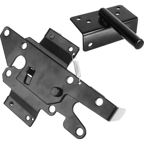 Verrou de Portail à Verrouillage Automatique en Acier Inoxydable avec Vis, Loquet à Levier pour Porte Extérieure, Clôture, Jardin et Fenêtre, Noir (1/5)