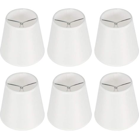 Lampshade, Small Lampshade for Chandelier, 6 Pieces White Fabric Lampshades, Fabric Lamp Cover 6 Pieces, Lampshades for Table Lamps, Small Lampshades for Lamps, 9 x 14 x 13 cm (1/5)
