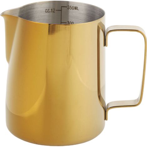 Pichet à Lait Acier Inoxydable 304 Doré 350ml avec Échelle pour Latte Art et Cappuccino Design Ergonomique Bec Verseur Précis (1/5)