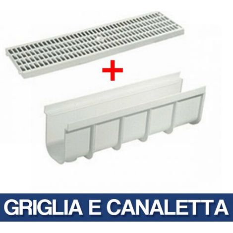 GRIGLIA PLASTICA CM.13X50 ANTITACCO CANALETTA CM 50X8 H DRENAGGIO ACQUA 16432V GRIGLIA E CANALETTA (16432/1)