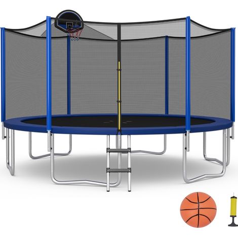 Trampoline d'Extérieur Ø366 cm Trampoline avec Panier de Basket Filet de Protection Trampoline pour Enfants et Adultes (1/2)