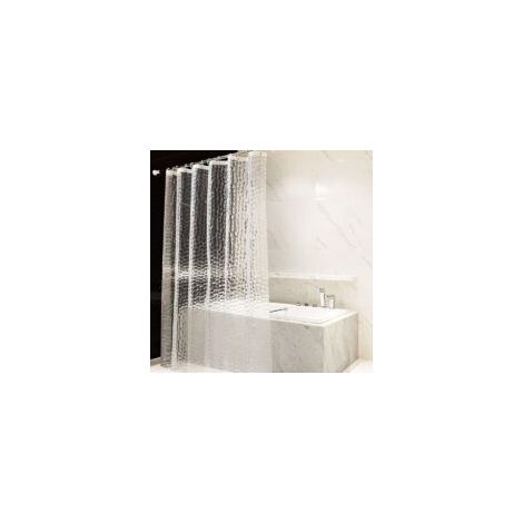 Cortina de ducha de 180 x 200 cm, 100 % EVA, semitransparente, impermeable, resistente al moho, sin PVC, 0,2 mm de grosor, diseño de cubo de agua 3D - Crezuo (1/3)