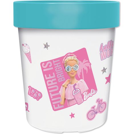 STOR Bicchiere bianco azzurro e rosa per bambini in plastica Barbie 260 ml