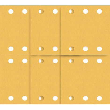 Bosch Professional 10x Set di carte abrasive Expert C470 con 6 fori (per Legno duro, Vernice su legno, 115x140 mm, Grana 40/60/80/120/180, accessorio Levigatrice orbitale) (1/4)