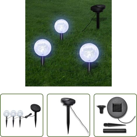 Solarleuchten - Solarkugel 3 LED Gartenleuchten mit Erdspießen & Solarmodul (1/5)
