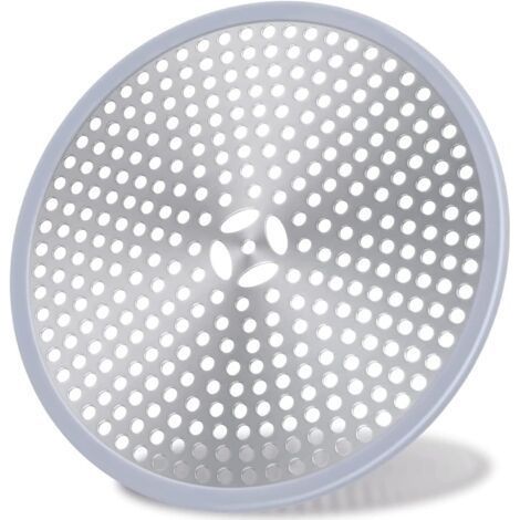 Drain de Douche, Filtre de Cheveux, Filtre pour bonde de Douche, Grille Douche Anti Cheveux, Couverture de Drain Filtre à Évier, Attrape-Cheveux Douche Drain - Acier Inoxydable Argent et Silicone (1/4)