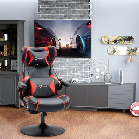 Sedia da gaming Vinsetto, sedia da gaming, altoparlanti integrati, schienale reclinabile, nero+rosso, 69 x 73 x 118 cm (1/5)