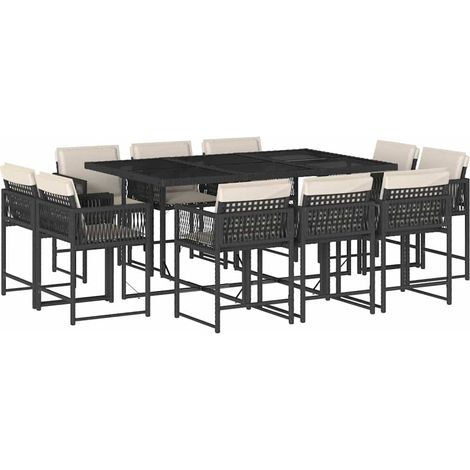 Maison Exclusive - Set da Pranzo da Giardino 11 pz con Cuscini in Polyrattan Nero