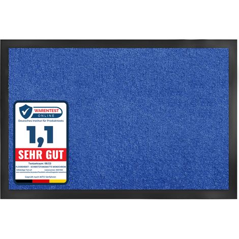 Tapis de Porte Paillasson d'entrée Monochrom Bleu 135 x 200 cm