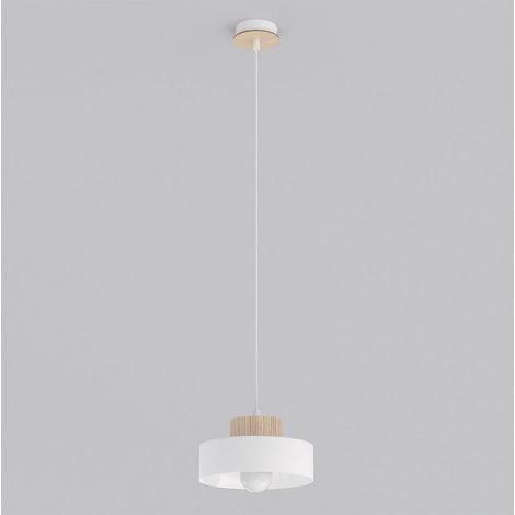 Lampada a sospensione KIVI in acciaio bianco e legno