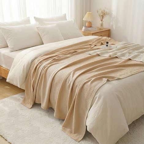 Couverture rafraîchissante - 100x150 cm - Couverture rafraîchissante - Couverture d'été - Double face - Fibres de bambou - Camel - Couette d'été fine - Couverture auto-rafraîchissante (1/4)