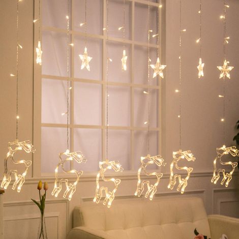 GARRYFIZH [Yuexinghui] Liquidation : Guirlande lumineuse LED 138 LED / Décorations de Noël (Cerfs de Noël blanc chaud)