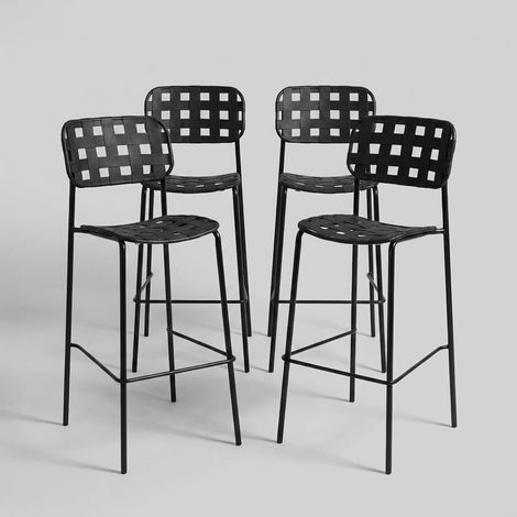 4 taburetes de bar en acero y polipropileno Clover YES - Negro (1/5)