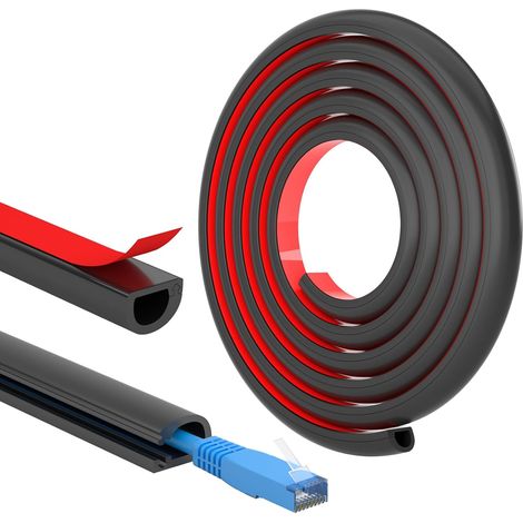 Goulotte Autocollante, Goulotte Électrique, Retardateur de Flammes, Peinturable, Goulotte Décorative pour La Maison et au Bureau, 15mm (Largeur) x 10mm (Hauteur) x 2m Longueurs - Noir (1/5)