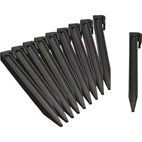 Erddübel Kunststoff Schwarz für Rasenkante 15 cm - Set 10 Stück