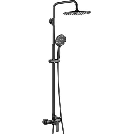Columna de ducha de acero inoxidable con ducha de mano de 3 funciones, color negro - 25,4 cm (10 pulgadas) (1/2)