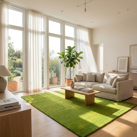 Tapis Gabbeh indien Tapis Fenth - Tapis en laine - 140x70cm, Rectangular - 100% Laine vierge - Tissé main - Vert