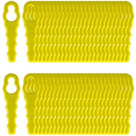 50 pièces Lames de Rechange For Ryobi Coupe Bordure, Têtes Double Lames Dentelées RAC155 RAC157 RAC158 (1/4)
