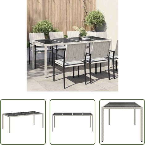 vidaXL Table de jardin extérieure - Table de Jardin Blanc 190 x 90 x 75 cm polyrotin (1/5)