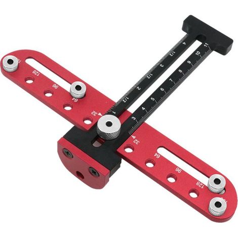 Gabarit perçage espacement trous bois – Entraxe poignées tiroir et porte – Alliage alu – Guide perceuse quincaillerie (1/5)