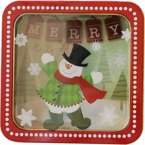 Boîte En Fer Blanc - Récipient Pour Bonbons Et Biscuits De Noël - Contenant Carré Avec Couvercle - Boîte À Cartes De Vœux Dorée - 1 Pièce (1/5)