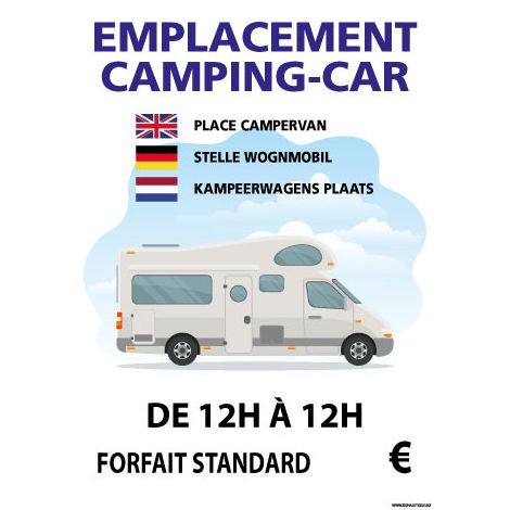 PANNEAU EMPLACEMENT CAMPING-CAR PERSONNALISABLE (H0453) - Adhésif - 75 x 105 mm
