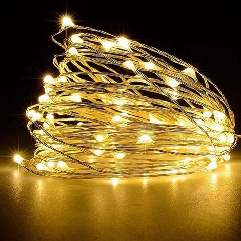 Guirlande lumineuse de 4,9 m (16 pi) avec 50 LED, alimentation USB, lampe féérique décorative pour Noël et Halloween, idéale pour éclairer jardin, terrasse, patio, cour, mariage et fêtes en extérieur. (1/5)
