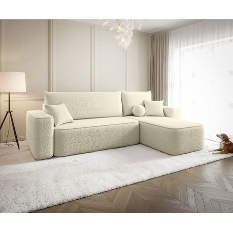 Ecksofa Schlafsofa Sofa AGEPO Stoff Quelle Creme Ottomane Rechts (1/5)