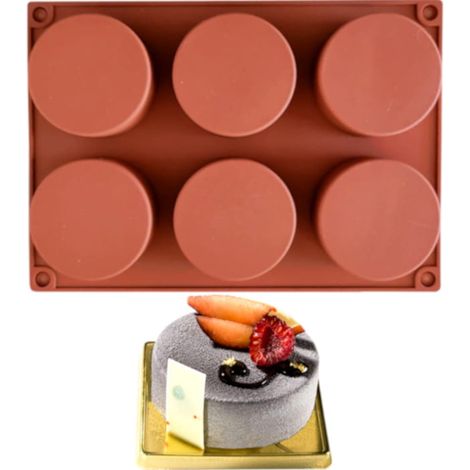 Stampo in silicone per cupcake, muffin e biscotti, 6 scomparti, colore marrone.