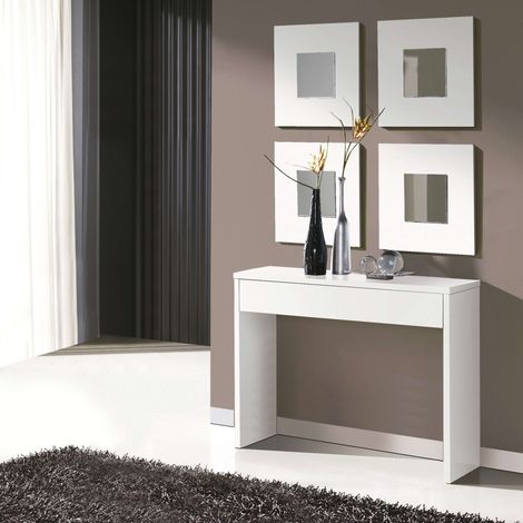 Mueble Entradilla Lupe Recibidor con Almacenaje Grande Cajón Y 4 Espejos Color Blanco 101 cm De Entrada Moderna